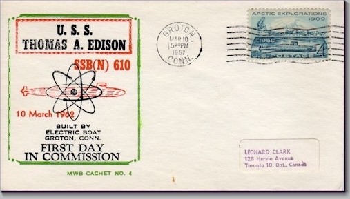 SSBN-610 1st day in Commission cover