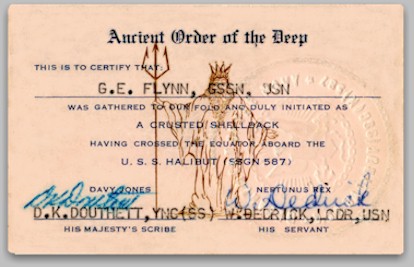 Shellback card dated 9 April 1960